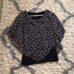 Floral cape blouse
